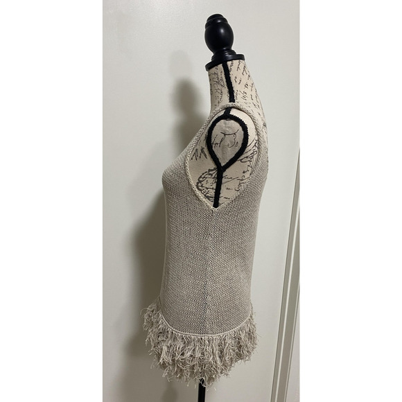 Brunello Cucinelli Sweater Womens Large Beige Cotton Knit Fringe Made in Italy - Picture 2 of 16